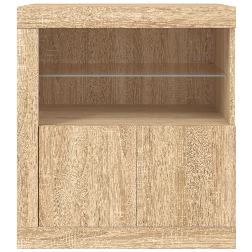 Dressoir met LED-verlichting 60,5x37x67 cm sonoma eikenkleurig