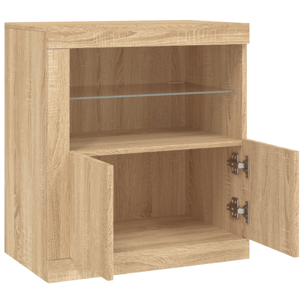 Dressoir met LED-verlichting 60,5x37x67 cm sonoma eikenkleurig