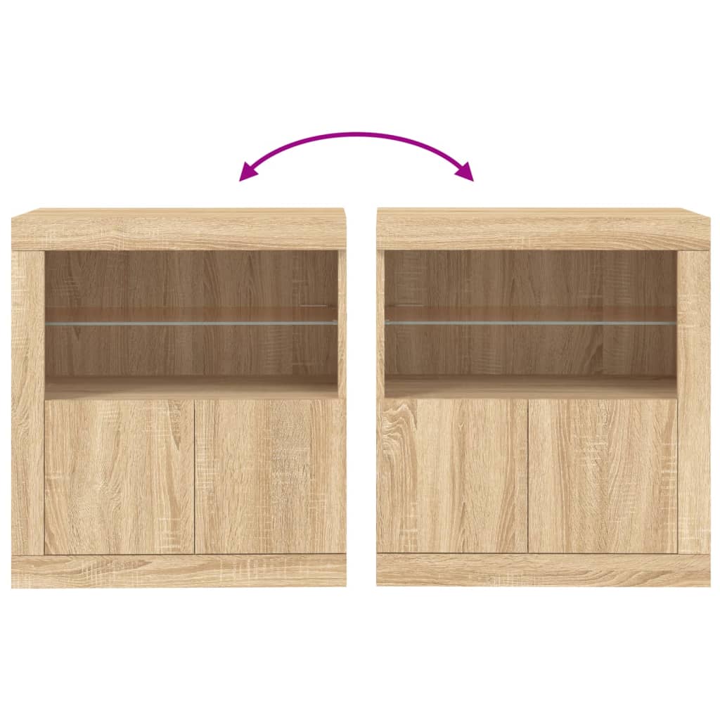 Dressoir met LED-verlichting 60,5x37x67 cm sonoma eikenkleurig