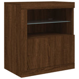 Dressoir met LED-verlichting 60,5x37x67 cm bruin eikenkleur