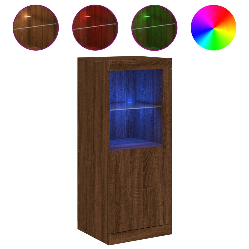 Dressoir met LED-verlichting 41x37x100 cm bruin eikenkleur