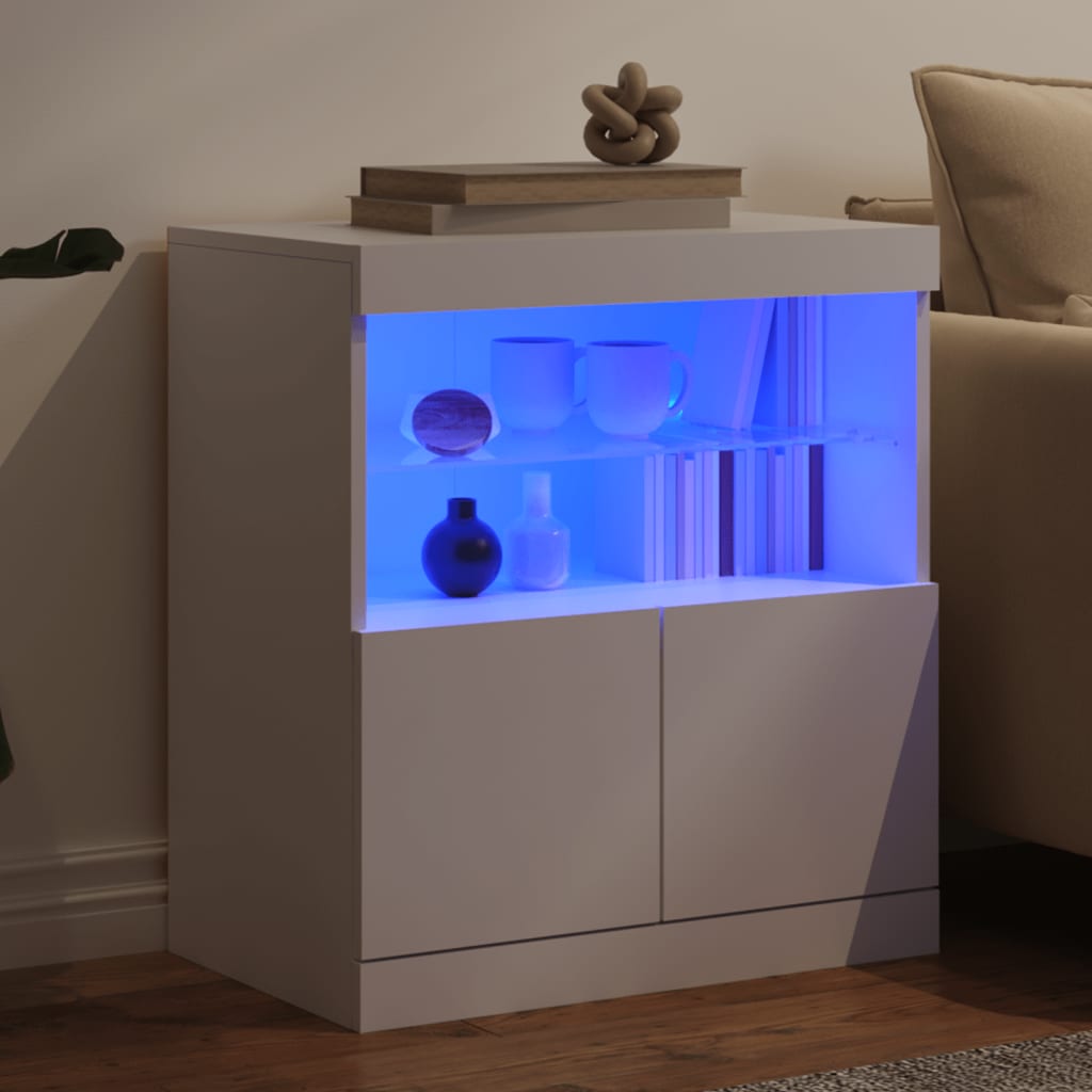 Dressoir met LED-verlichting 60x37x67 cm wit