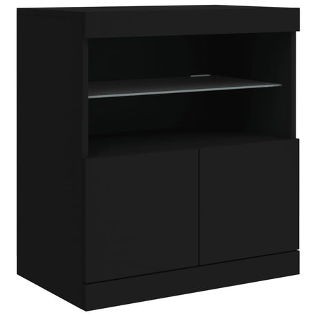 Dressoir met LED-verlichting 60x37x67 cm zwart