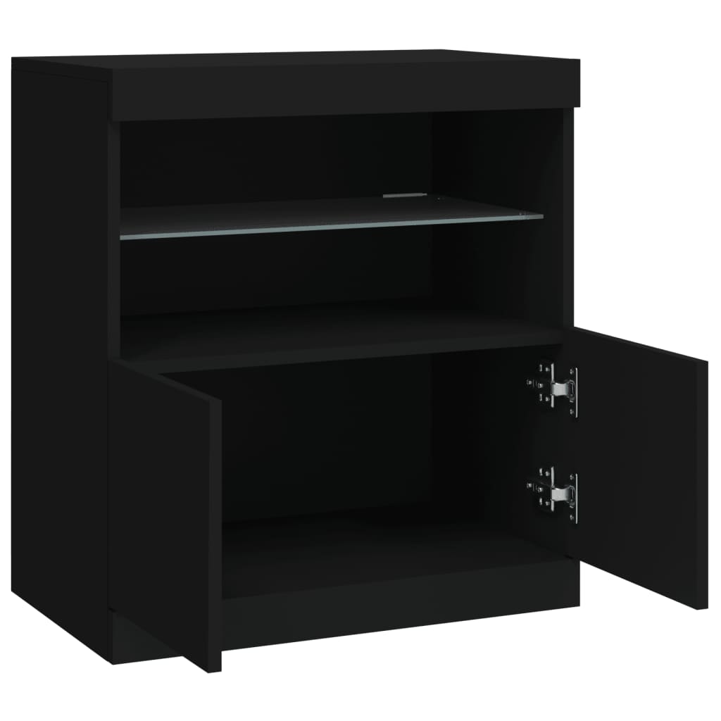 Dressoir met LED-verlichting 60x37x67 cm zwart