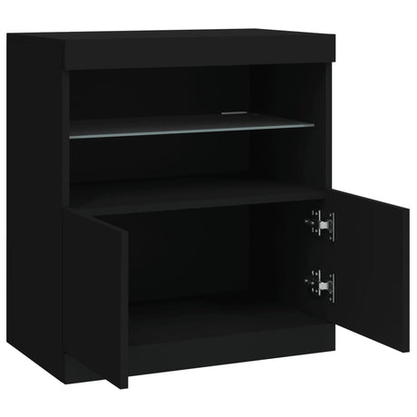 Dressoir met LED-verlichting 60x37x67 cm zwart