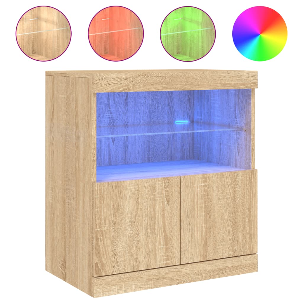 Dressoir met LED-verlichting 60x37x67 cm sonoma eikenkleurig