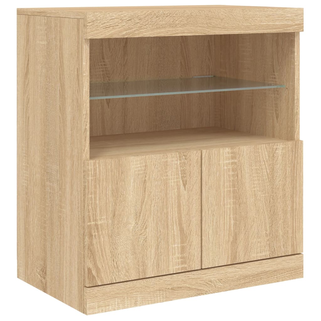 Dressoir met LED-verlichting 60x37x67 cm sonoma eikenkleurig