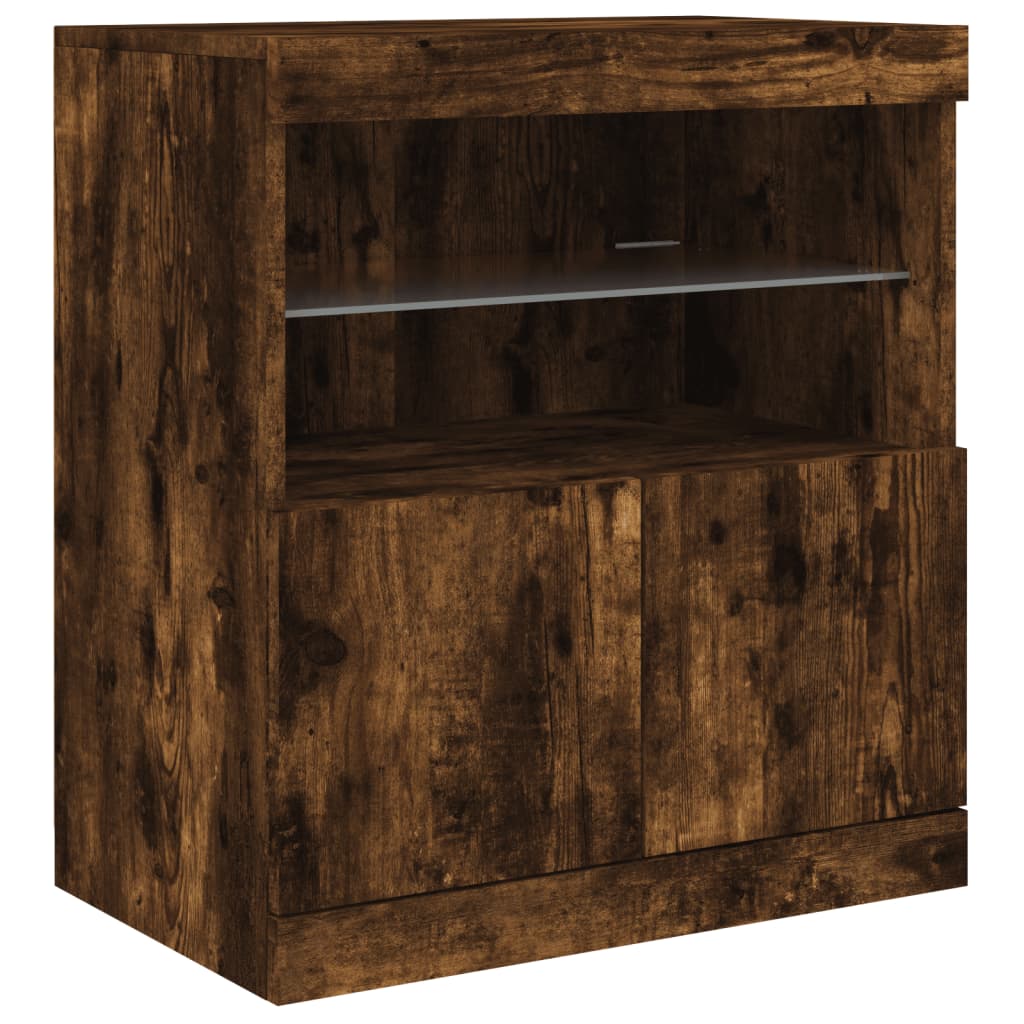 Dressoir met LED-verlichting 60x37x67 cm gerookt eikenkleurig