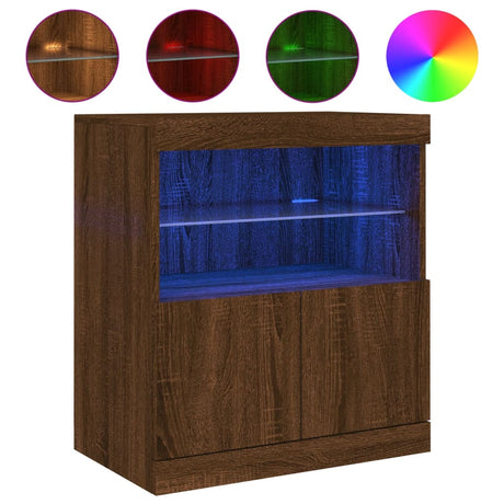 Dressoir met LED-verlichting 60x37x67 cm bruin eikenkleur