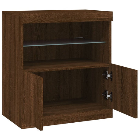 Dressoir met LED-verlichting 60x37x67 cm bruin eikenkleur