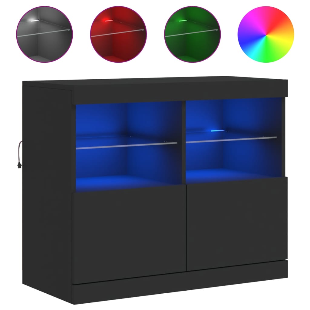 Dressoir met LED-verlichting 81x37x67 cm zwart