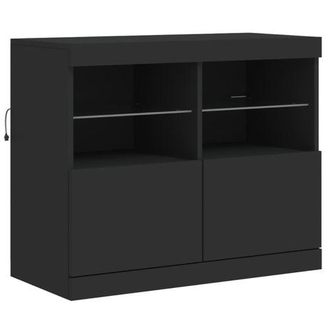 Dressoir met LED-verlichting 81x37x67 cm zwart