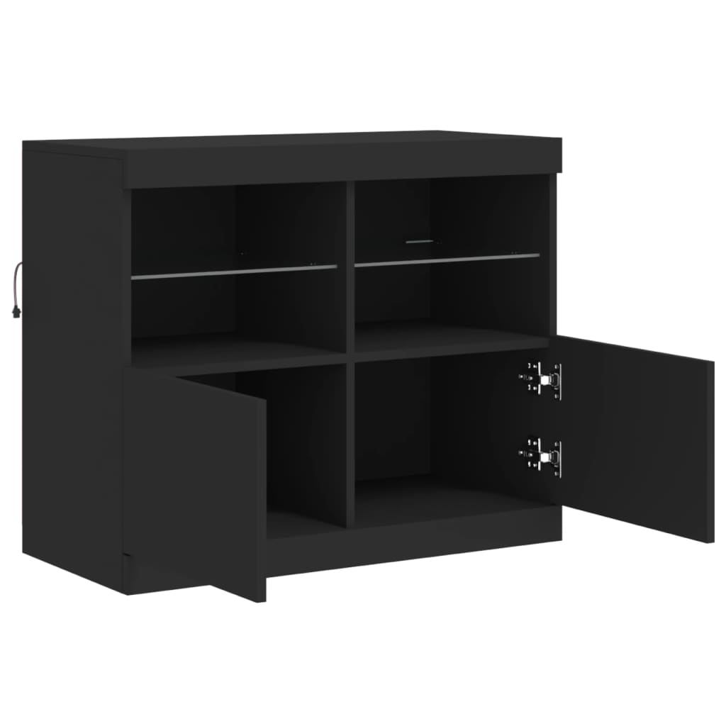 Dressoir met LED-verlichting 81x37x67 cm zwart