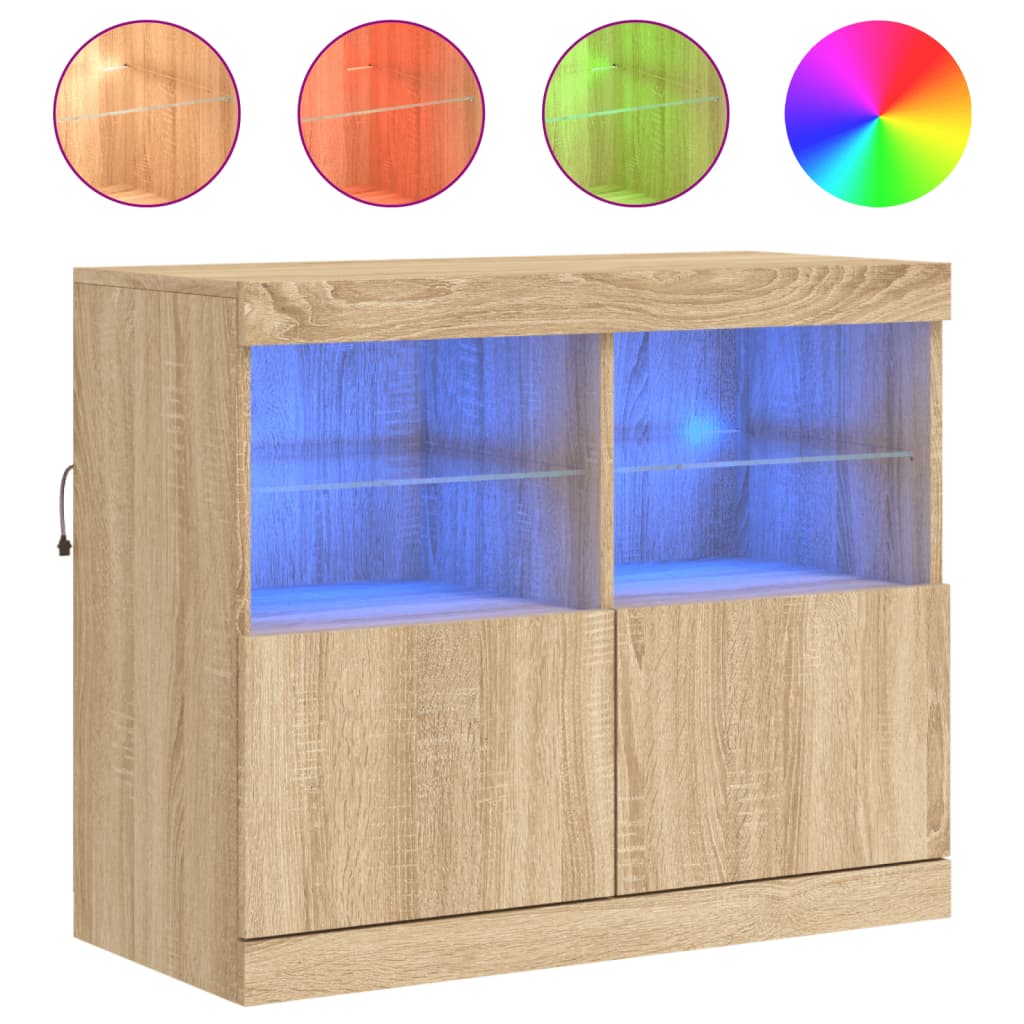 Dressoir met LED-verlichting 81x37x67 cm sonoma eikenkleurig