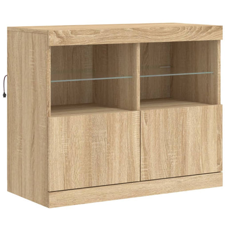 Dressoir met LED-verlichting 81x37x67 cm sonoma eikenkleurig