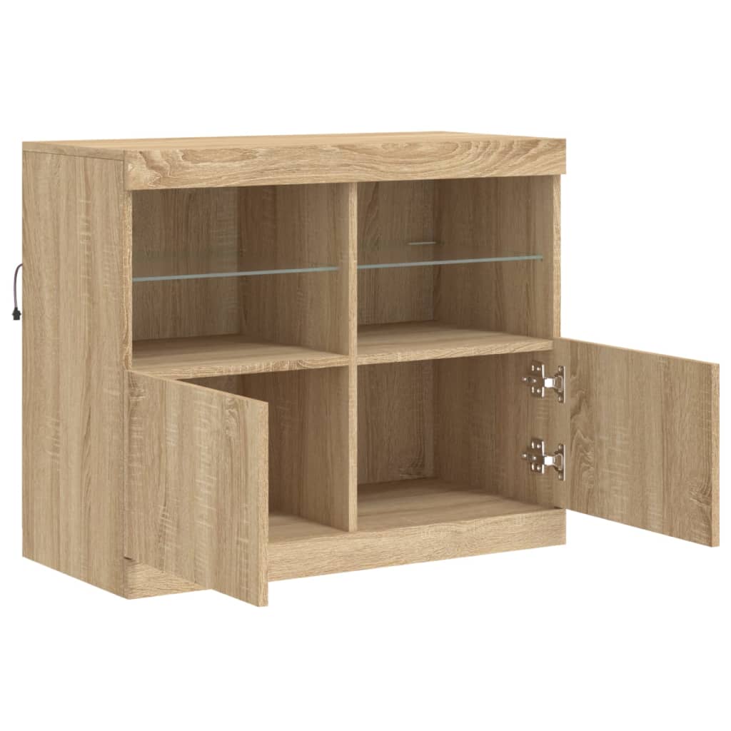 Dressoir met LED-verlichting 81x37x67 cm sonoma eikenkleurig