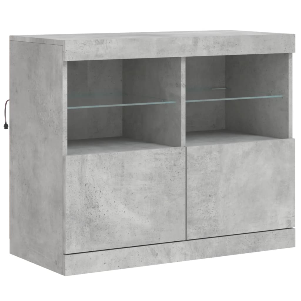 Dressoir met LED-verlichting 81x37x67 cm betongrijs