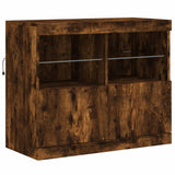 Dressoir met LED-verlichting 81x37x67 cm gerookt eikenkleurig