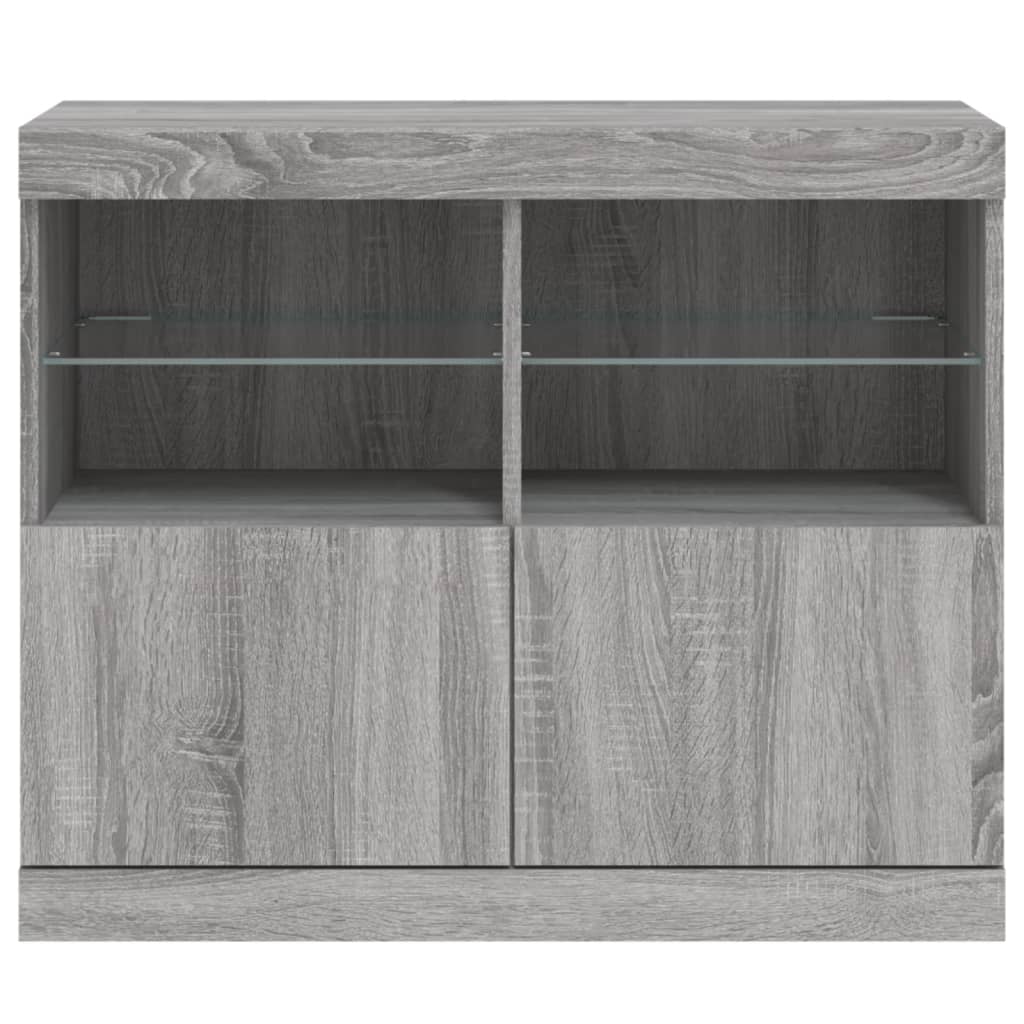 Dressoir met LED-verlichting 81x37x67 cm grijs sonoma eiken