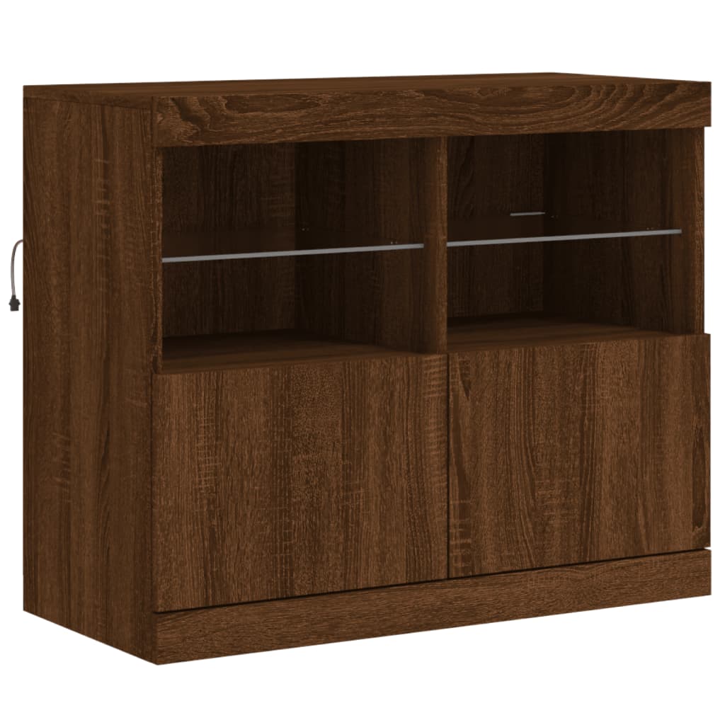 Dressoir met LED-verlichting 81x37x67 cm bruin eikenkleur