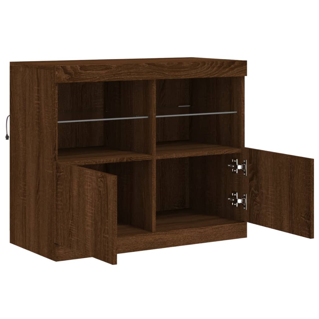 Dressoir met LED-verlichting 81x37x67 cm bruin eikenkleur