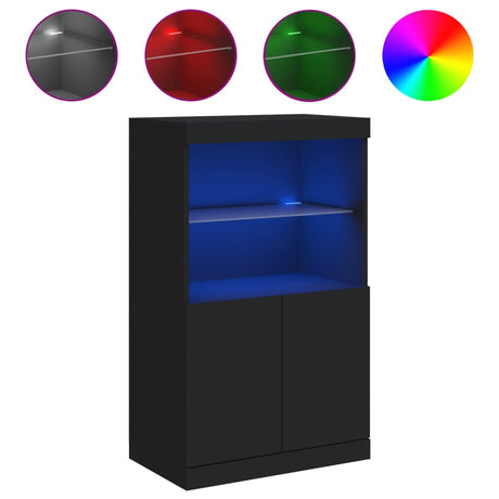 Dressoir met LED-verlichting 60,5x37x100 cm zwart