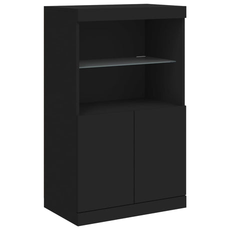 Dressoir met LED-verlichting 60,5x37x100 cm zwart