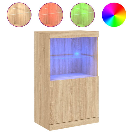 Dressoir met LED-verlichting 60,5x37x100 cm sonoma eikenkleurig