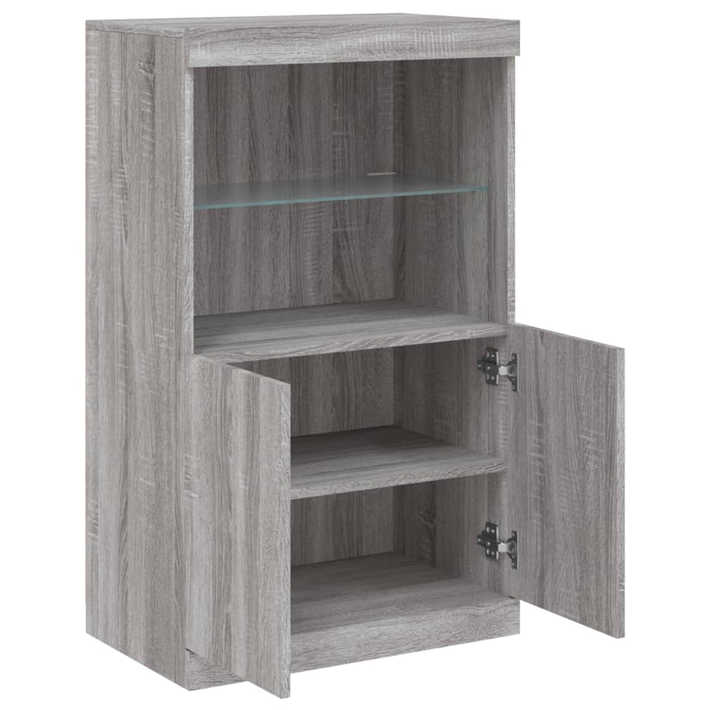 Dressoir met LED-verlichting 60,5x37x100 cm grijs sonoma eiken