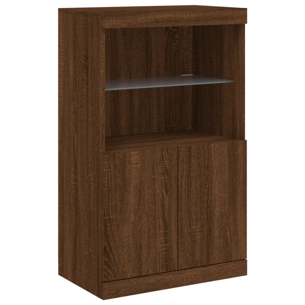 Dressoir met LED-verlichting 60,5x37x100 cm bruin eikenkleur