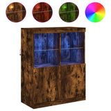 Dressoir met LED-verlichting 81x37x100 cm gerookt eikenkleurig