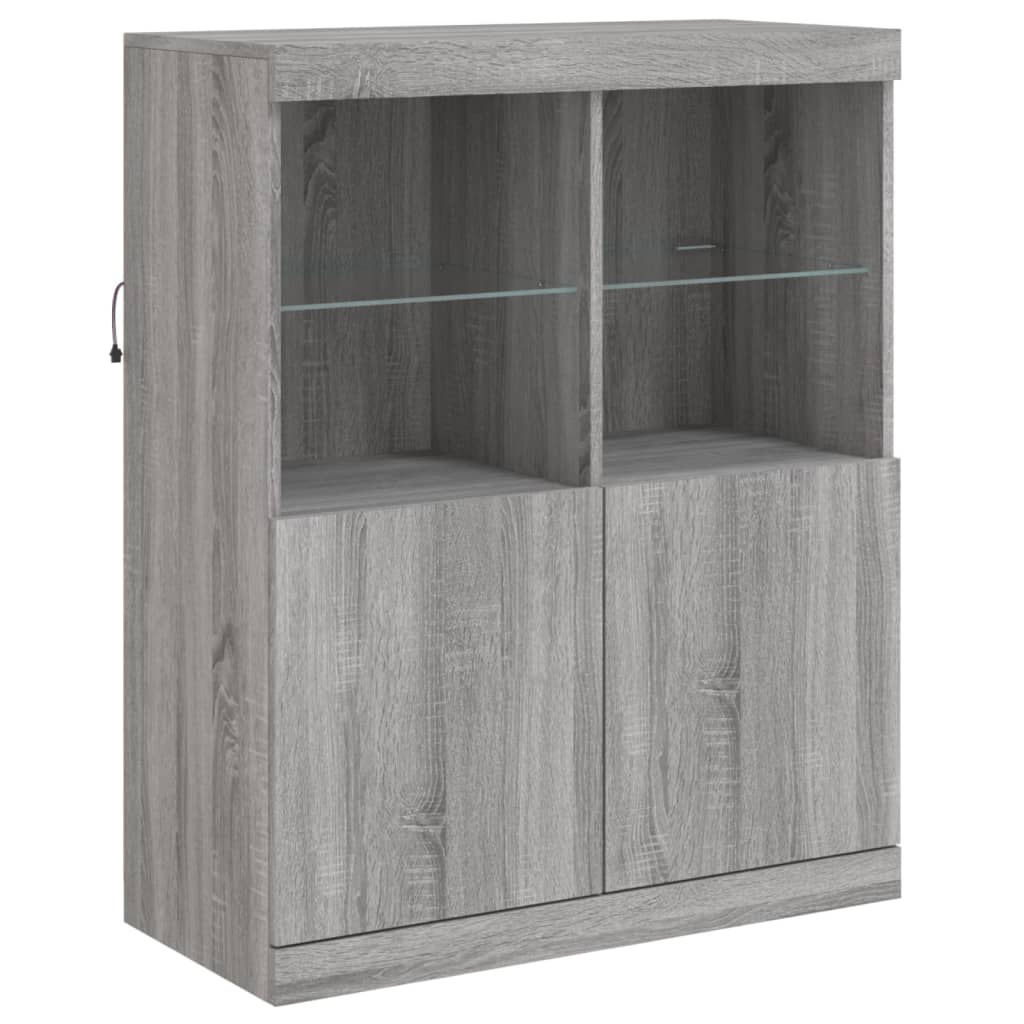 Dressoir met LED-verlichting 81x37x100 cm grijs sonoma eiken