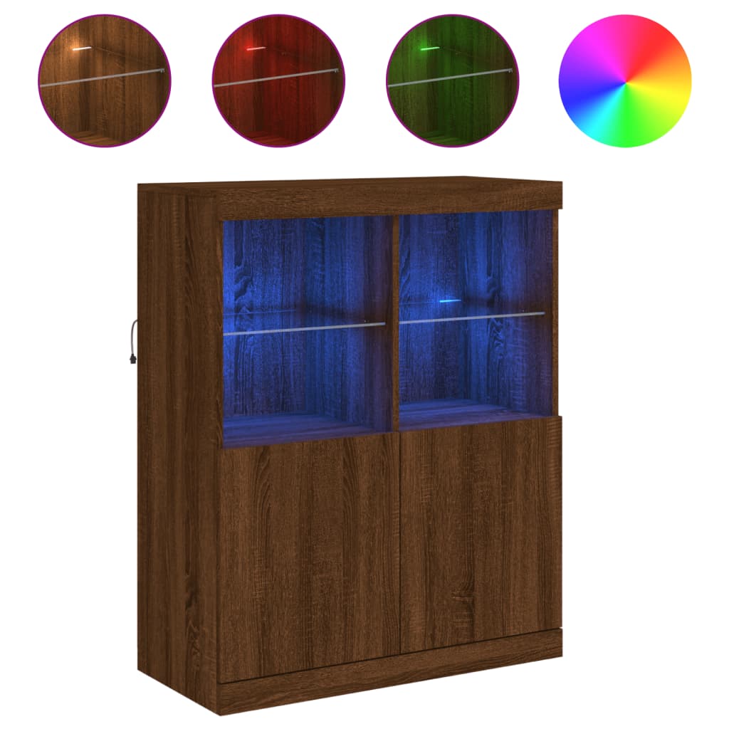 Dressoir met LED-verlichting 81x37x100 cm bruin eikenkleur