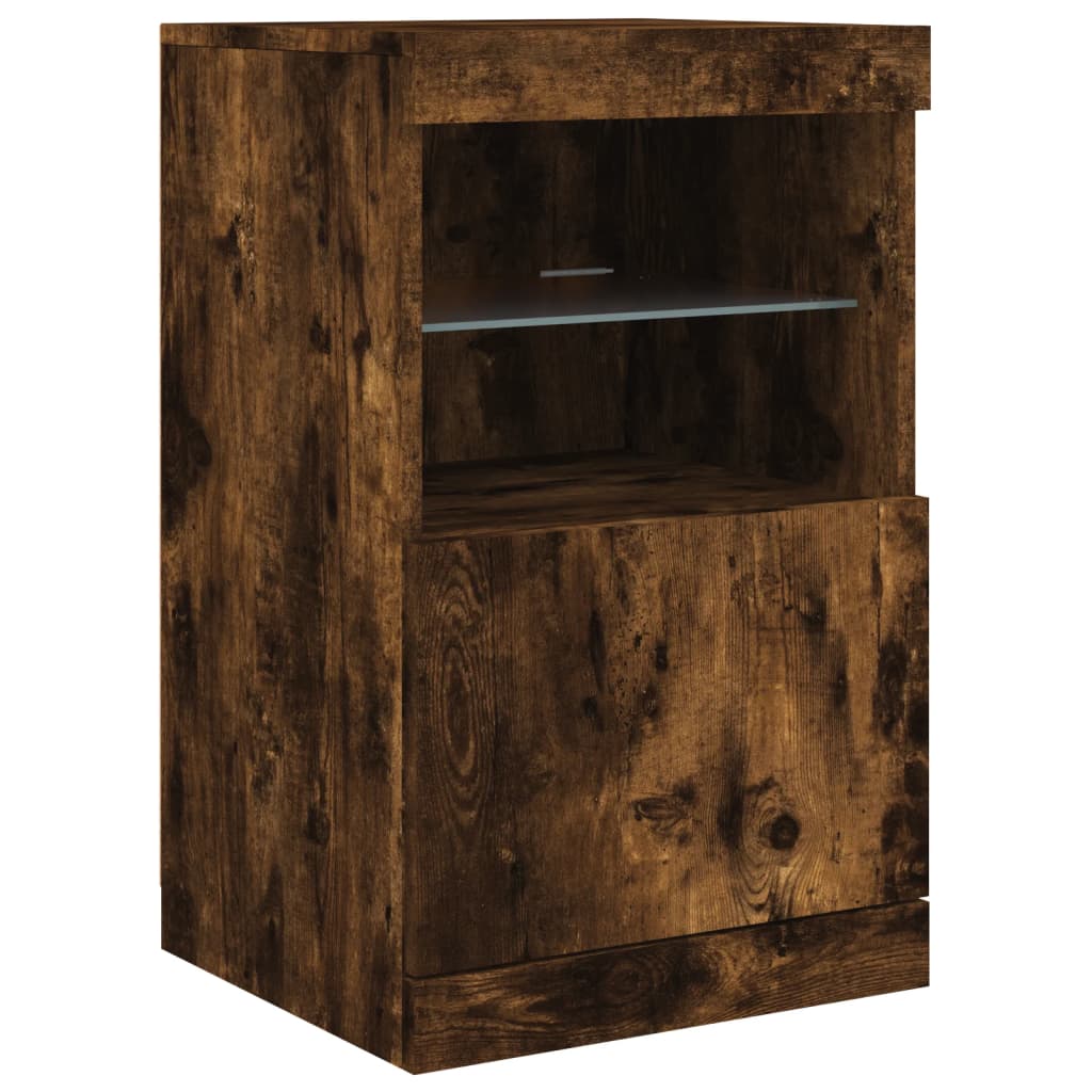 Dressoir met LED-verlichting 41x37x67 cm gerookt eikenkleurig