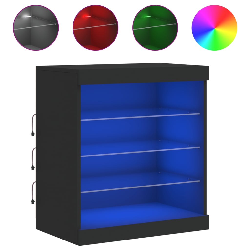 Dressoir met LED-verlichting 60,5x37x67 cm zwart