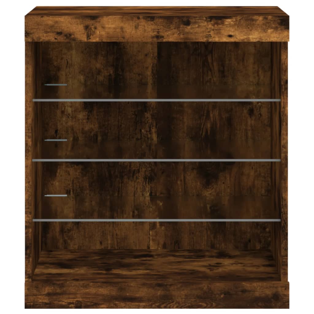 Dressoir met LED-verlichting 60,5x37x67 cm gerookt eikenkleur