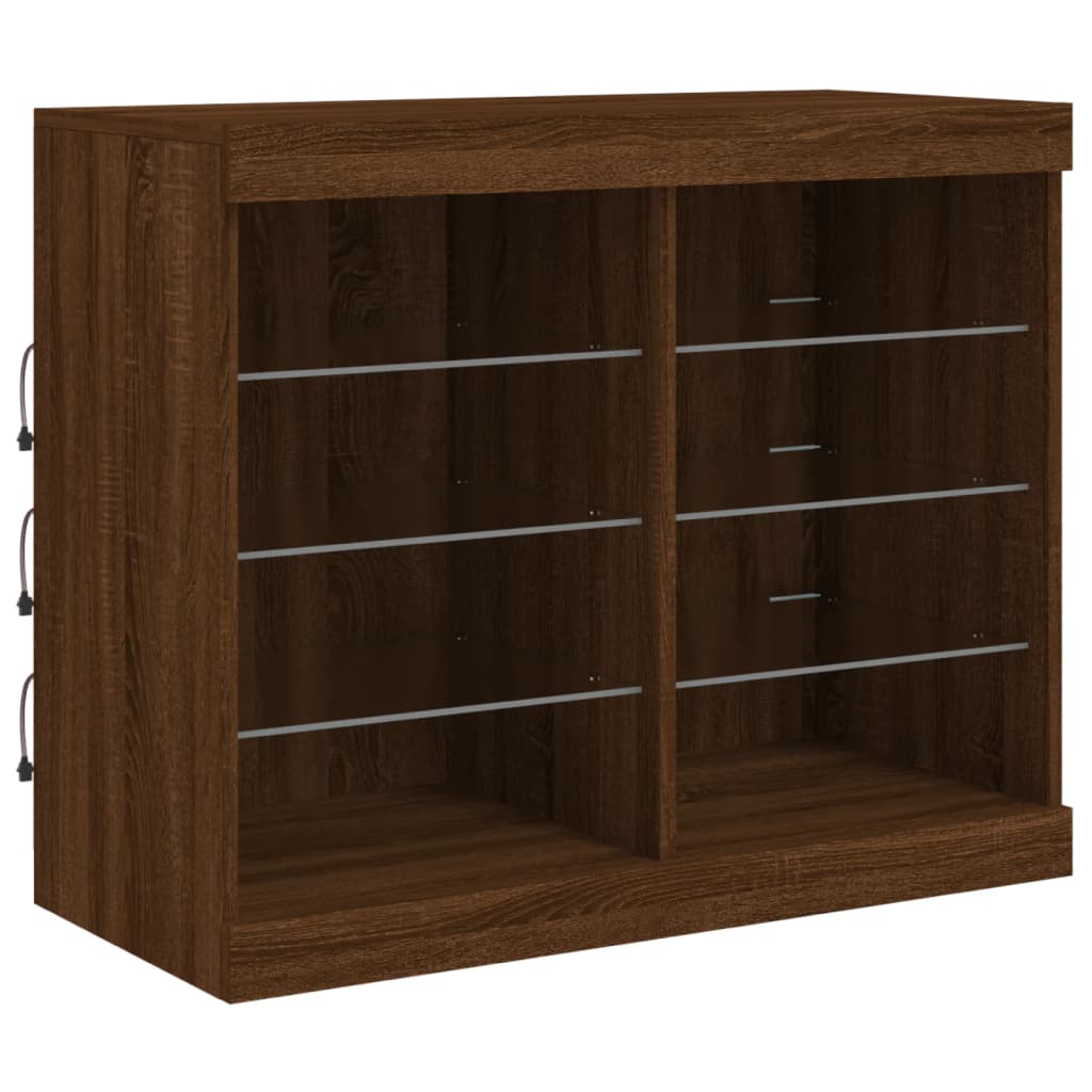 Dressoir met LED-verlichting 81x37x67 cm bruin eikenkleur