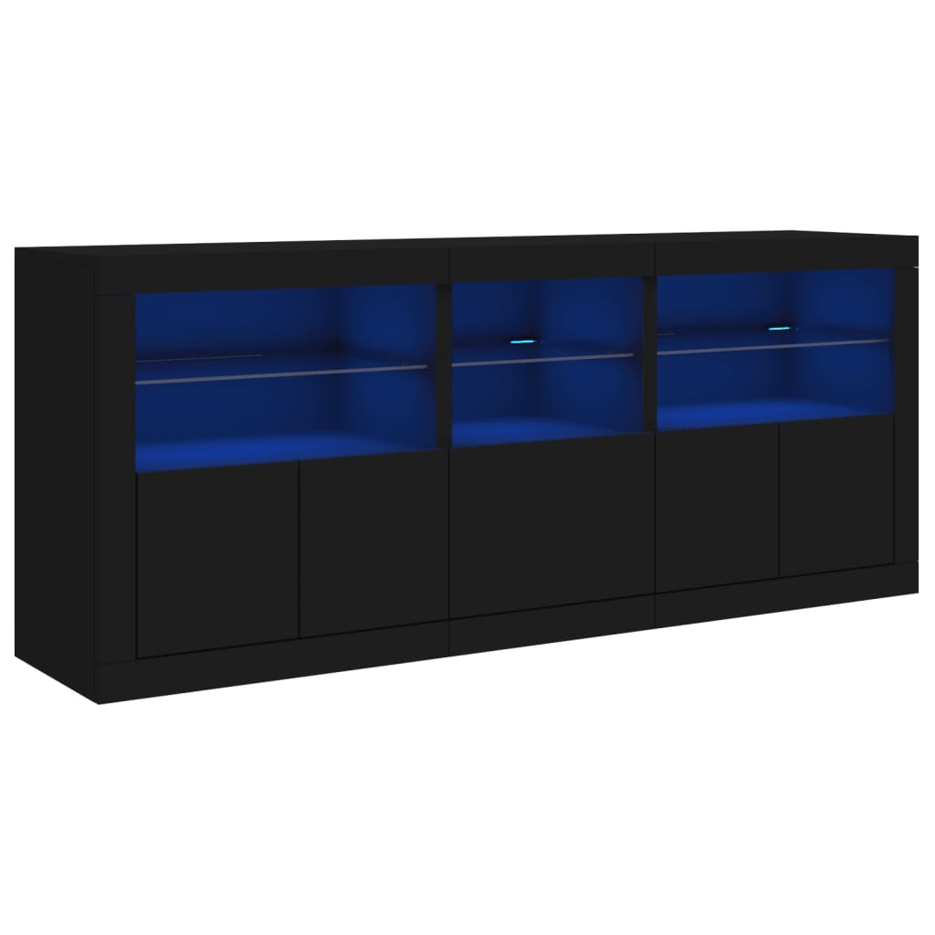 Dressoir met LED-verlichting 162x37x67 cm zwart - AllerleiShop