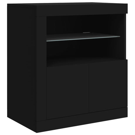 Dressoir met LED-verlichting 162x37x67 cm zwart - AllerleiShop