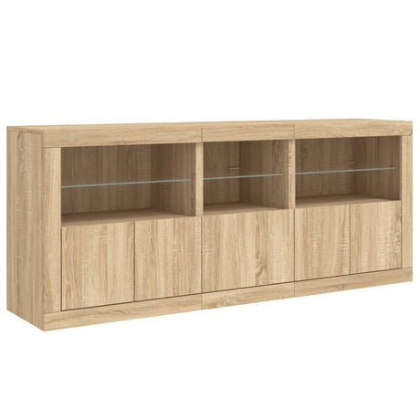 Dressoir met LED-verlichting 162x37x67 cm sonoma eikenkleurig - AllerleiShop