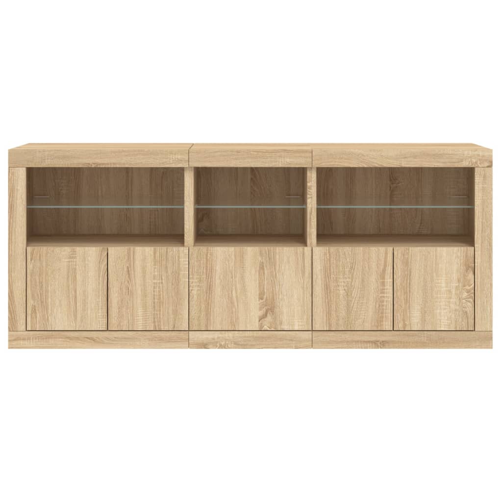 Dressoir met LED-verlichting 162x37x67 cm sonoma eikenkleurig - AllerleiShop