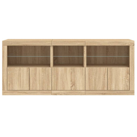 Dressoir met LED-verlichting 162x37x67 cm sonoma eikenkleurig - AllerleiShop