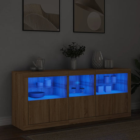 Dressoir met LED-verlichting 162x37x67 cm sonoma eikenkleurig - AllerleiShop