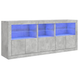 Dressoir met LED-verlichting 162x37x67 cm betongrijs - AllerleiShop