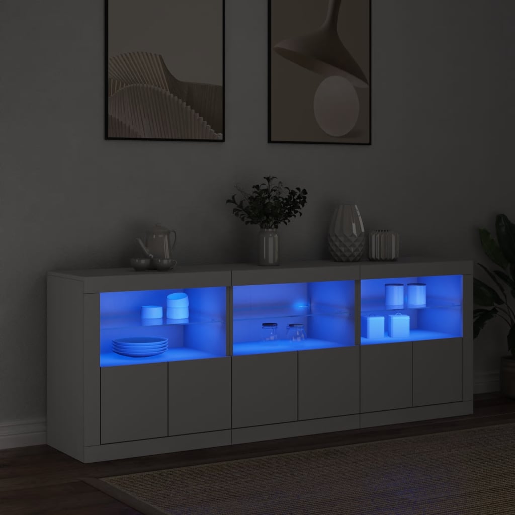 Dressoir met LED-verlichting 181,5x37x67 cm wit - AllerleiShop