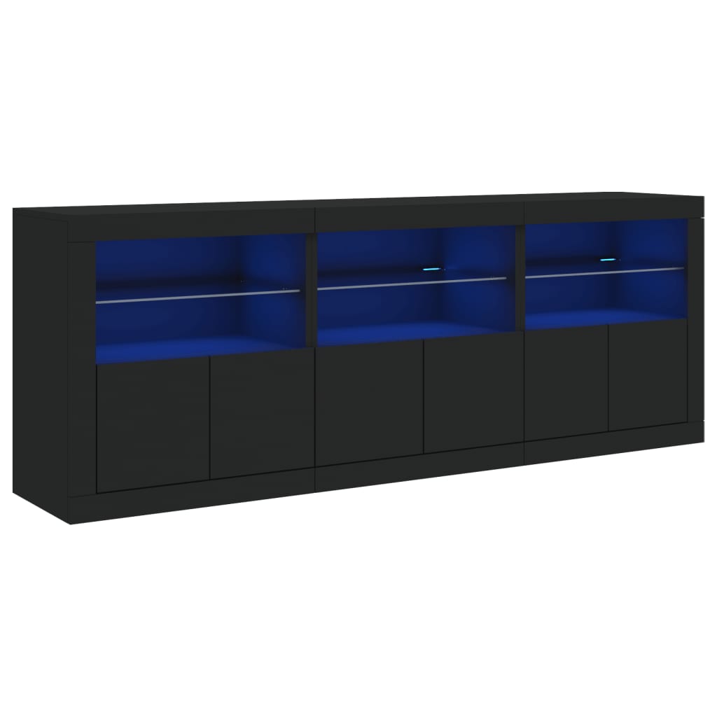 Dressoir met LED-verlichting 181,5x37x67 cm zwart - AllerleiShop