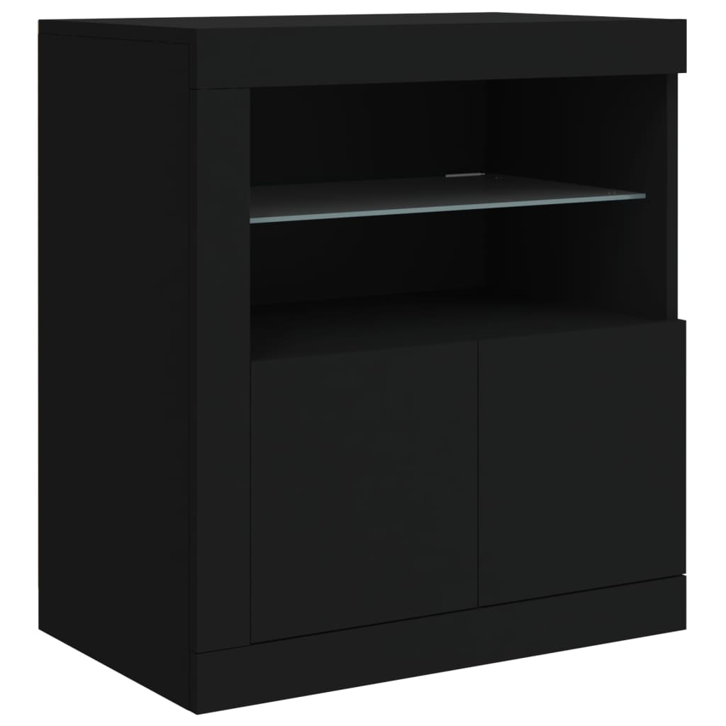 Dressoir met LED-verlichting 181,5x37x67 cm zwart - AllerleiShop