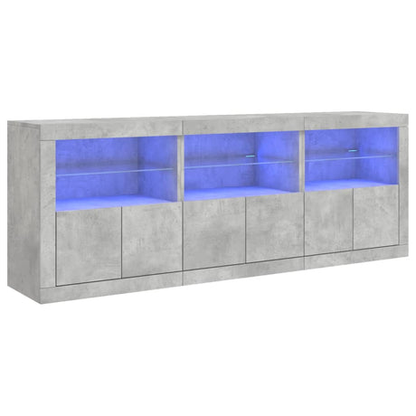 Dressoir met LED-verlichting 181,5x37x67 cm betongrijs - AllerleiShop