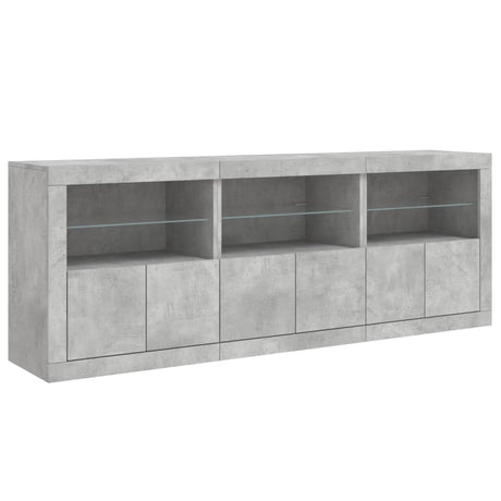 Dressoir met LED-verlichting 181,5x37x67 cm betongrijs - AllerleiShop