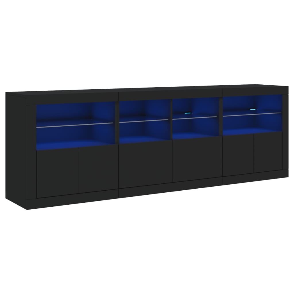 Dressoir met LED-verlichting 202x37x67 cm zwart - AllerleiShop